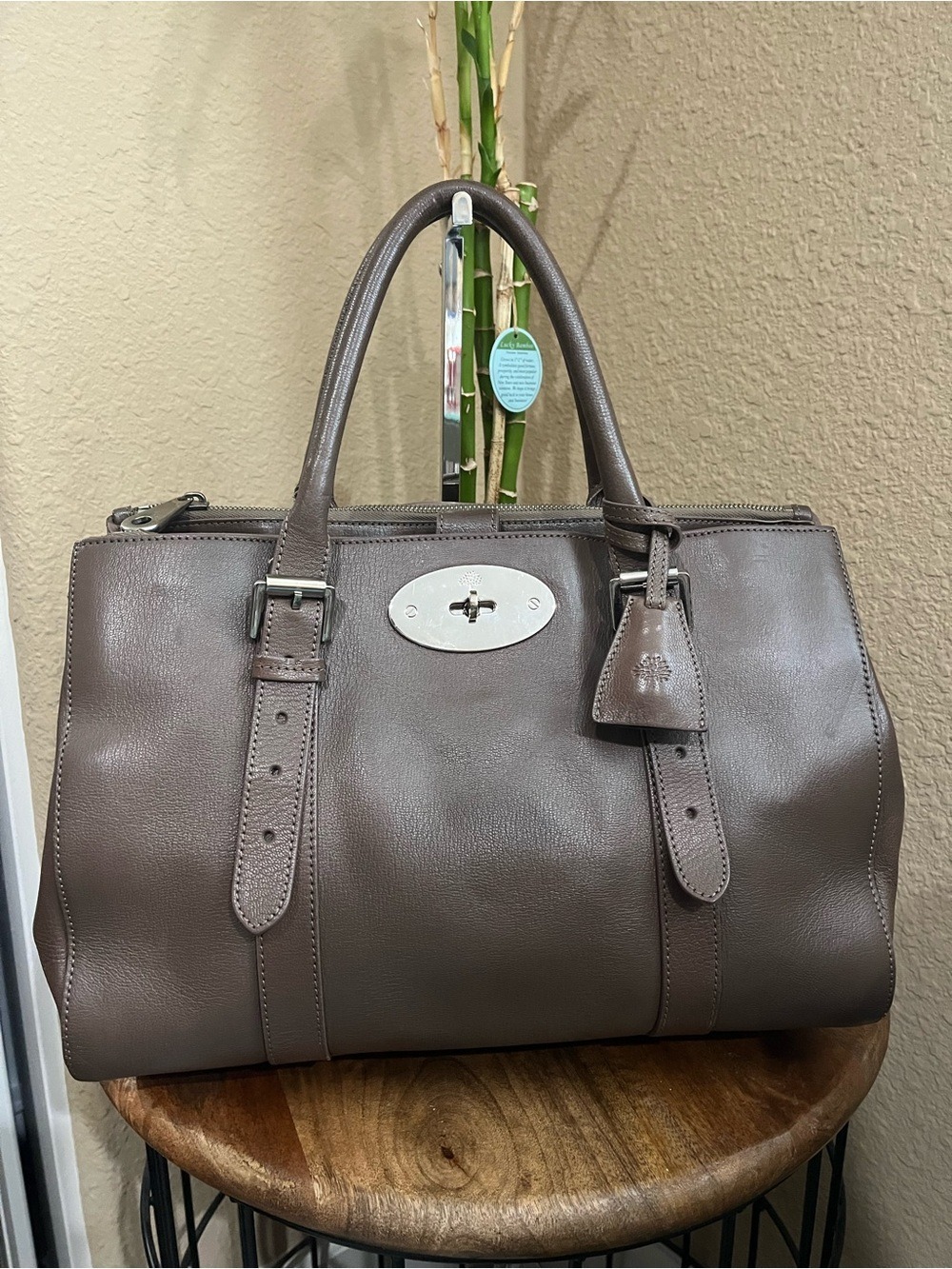 MULBERRY TAUPE ZIPPERED BAYSWATER
